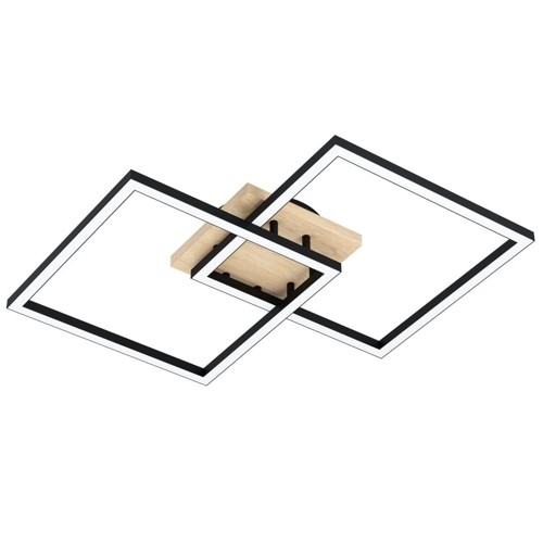 Eglo - Lomaltas-Z Smart Ceiling Lamp – Black & Oak – 49.5x77 cm – Tunable White – Zigbee & Bluetooth