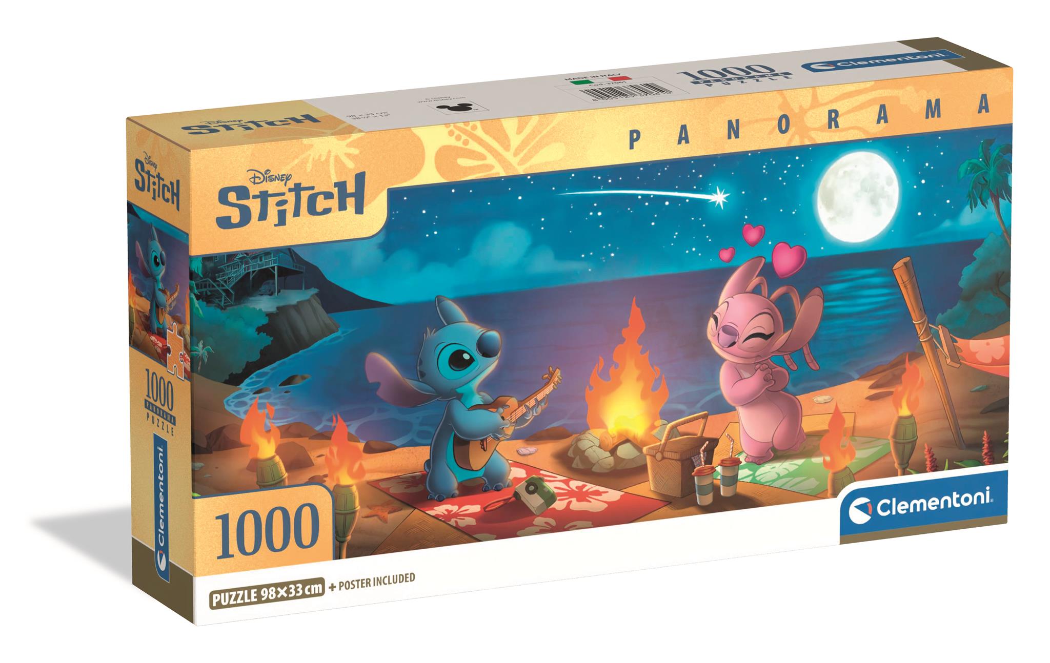 Clementoni - Puzzle Panorama HQC Disney Stitch, 1000 pcs (I-37061)