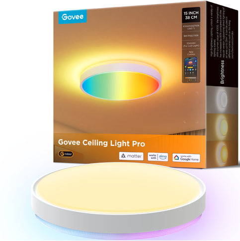 Govee -15-Zoll Intelligente LED-Deckenleuchte – RGBIC+WW, 4300lm, Sprachsteuerung