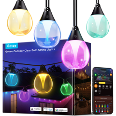 Govee - Smarte Outdoor-Lichterkette mit Klarglaslampen – RGBWIC, 16M