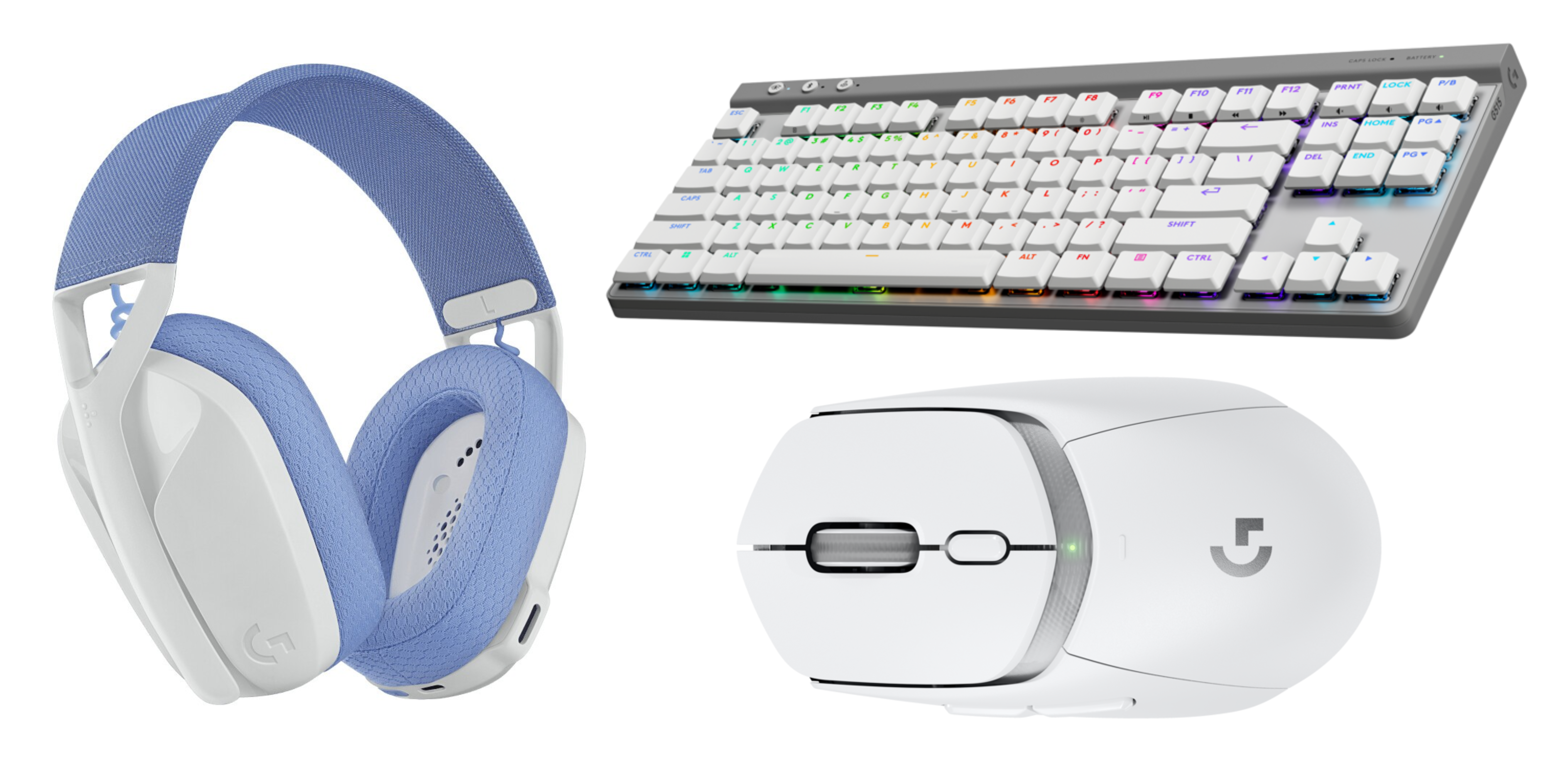 Logitech - Lightspeed Essentiel Starter Pack - G435 Headset - G515 Keyboard - G309 Mouse - White - Bundle