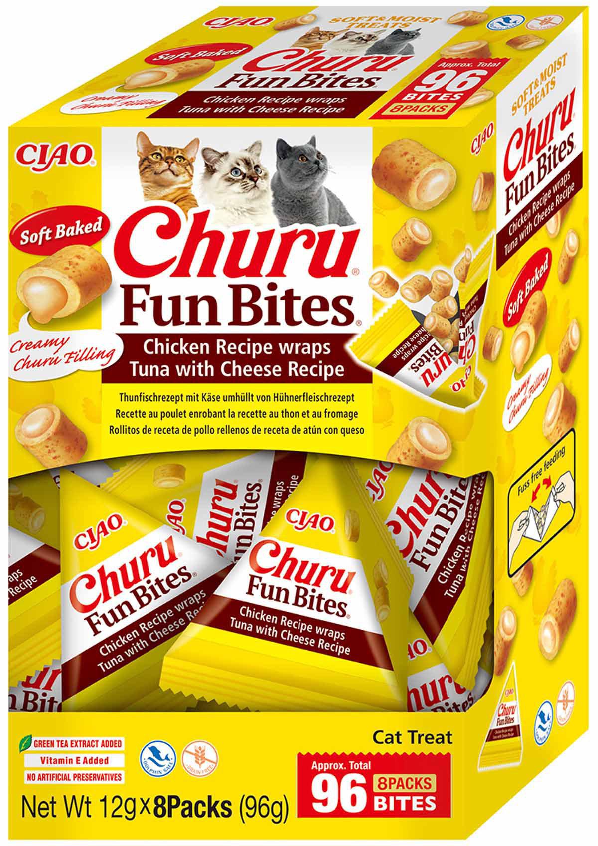 Churu - Kat Fun Bites Tun med Ost - 8 stk - 14 grams per tube