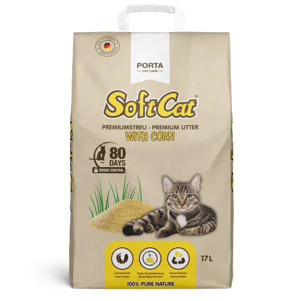 Porta - SoftCat majs - 17 L - 100 % naturligt og biologisk nedbrydeligt