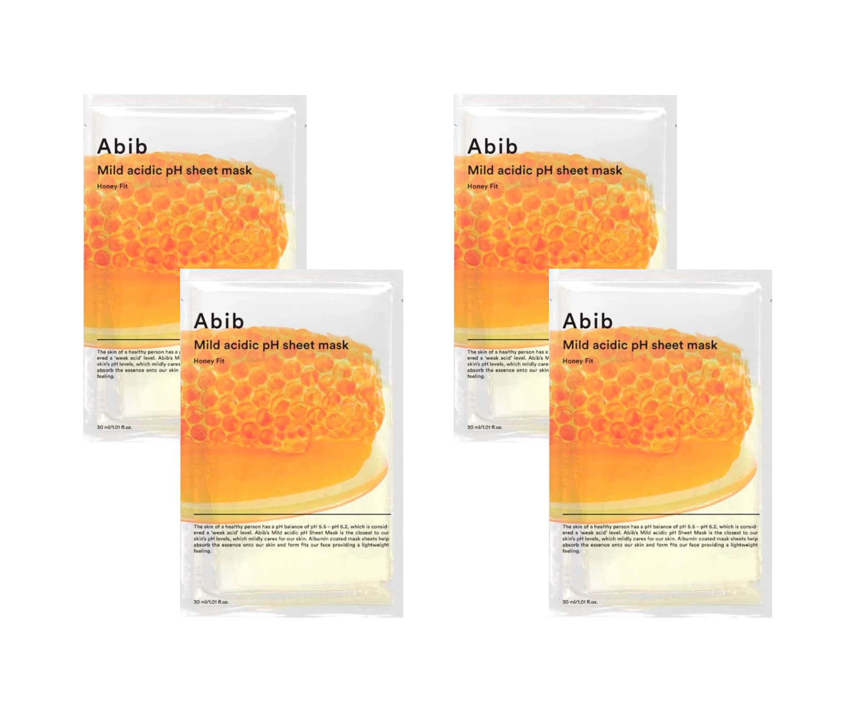 Abib - Mild Acidic pH Sheet Mask Honey Fit - 30 ml - 4 stk.