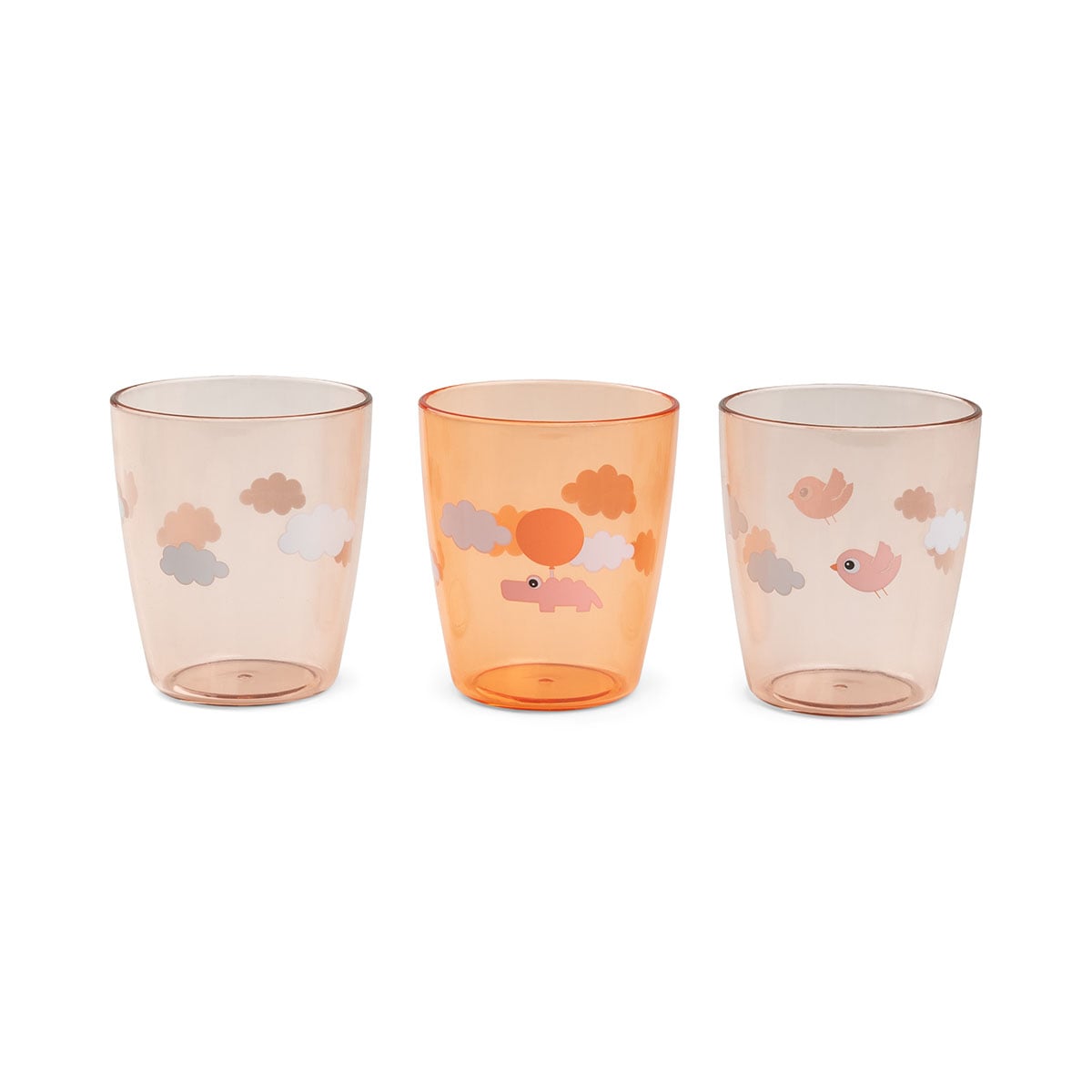 Done by Deer - Yummy Mini Glas 3 Stk. - Happy Clouds Papaya - Ø6,5 x H 7 cm