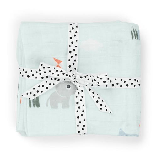 Done by Deer - Burp cloth 2-pack - Playground Blue - 65 x 65 cm