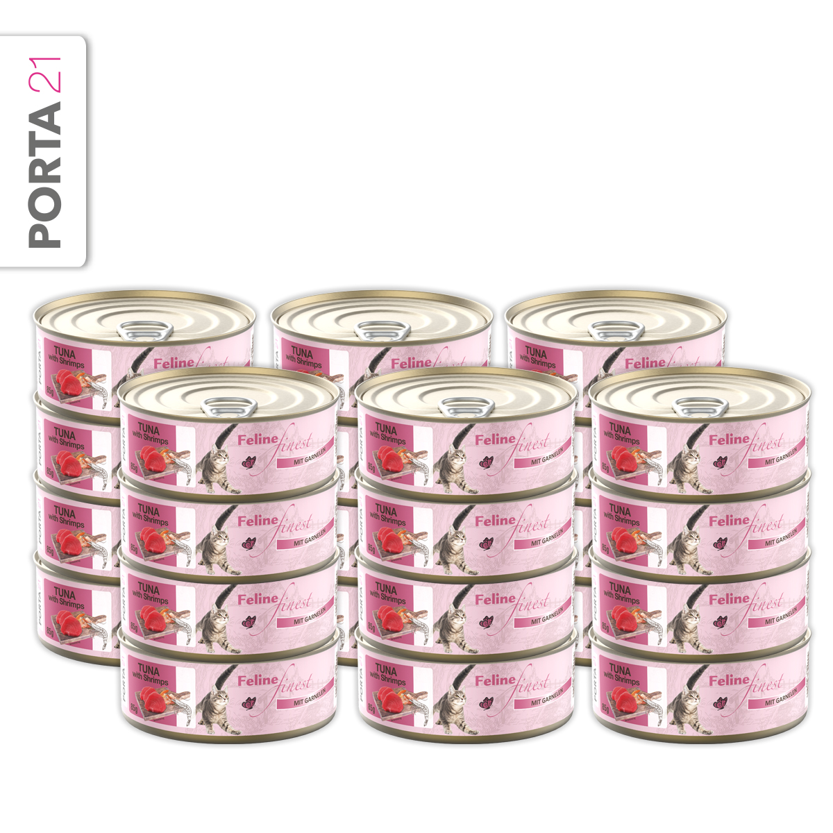 Porta21 - Kattefode - 24x Feline Tun Rejer - 85 g - Total 2040 g