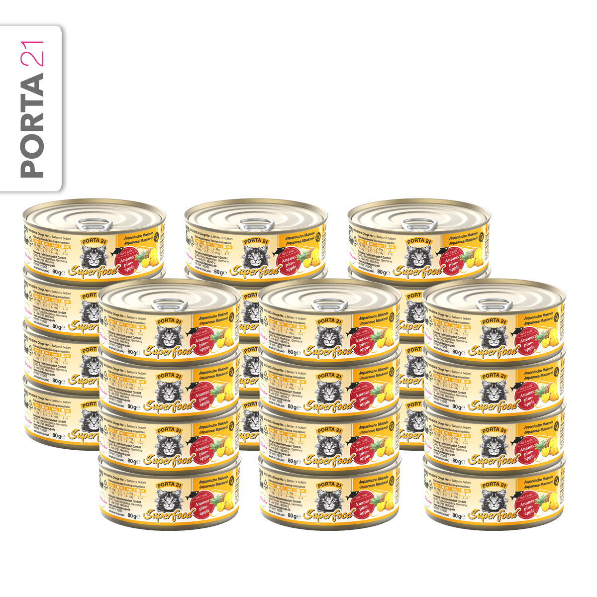 Porta21 - Kattefoder - 24x Superfood Makrel Ananas - 80 g - Total 1920 g