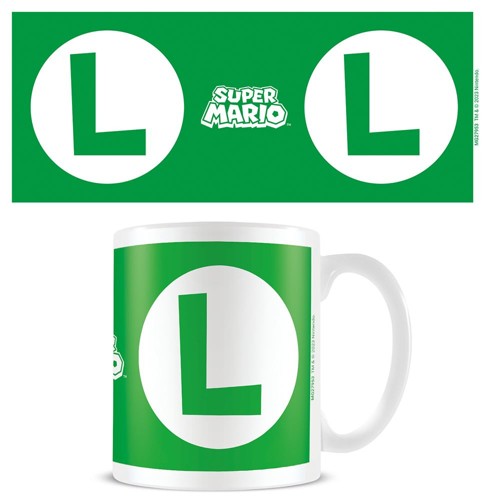 - Super Mario Luigi Initial White Pod Mug