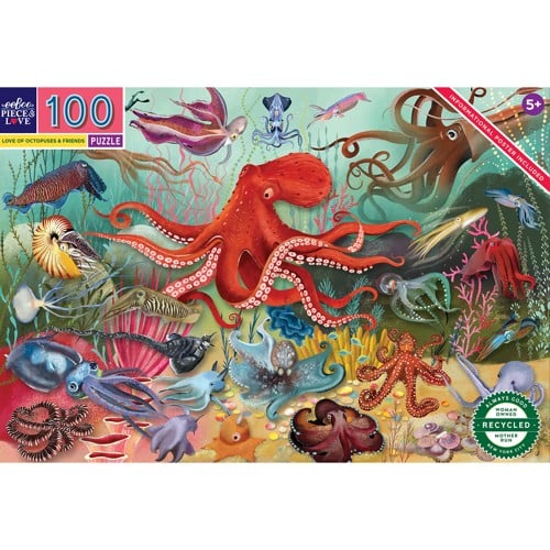 Eeboo - Puzzle 100 pcs - Love of Octopuses & Friends (EPZH143)
