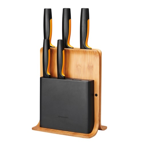 Fiskars - FunctionalForm Knivblock med 5 Knivar - Bambus