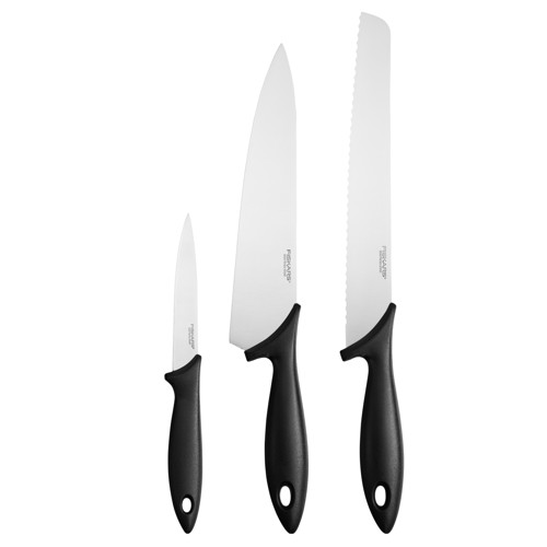 Fiskars - Essential Startset - 3-delar - Brödkniv, Kockkniv & Grönsakskniv