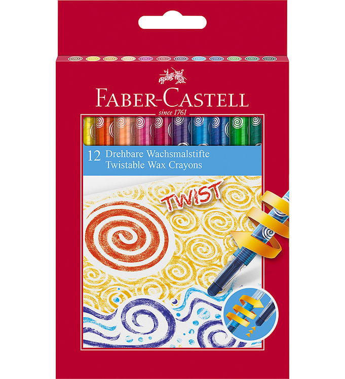 Faber-Castell - Twistbare vokskridt - Papæske med 12