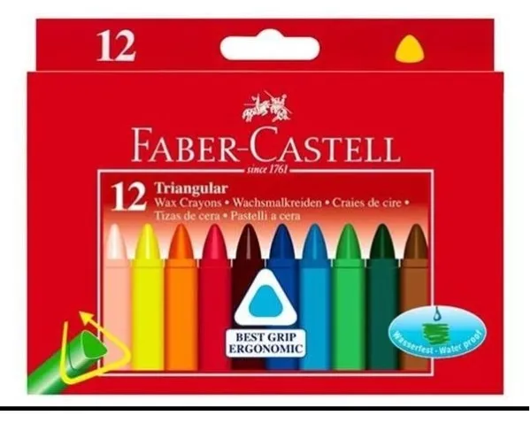 Faber-Castell - Trekantede vokskridt - Papæske med 12