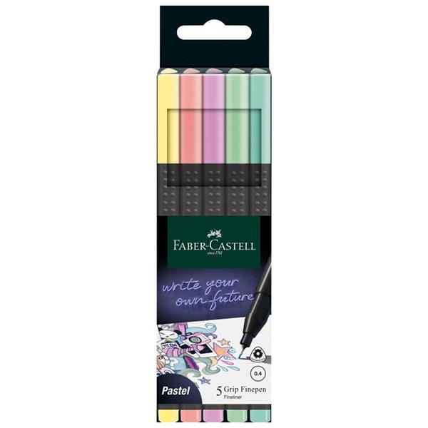 Faber-Castell - Fineliner Grip 0.4 - 5 stk. pastel
