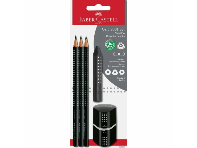 Faber-Castell - Grip 2001 sæt - Sort blisterpakning