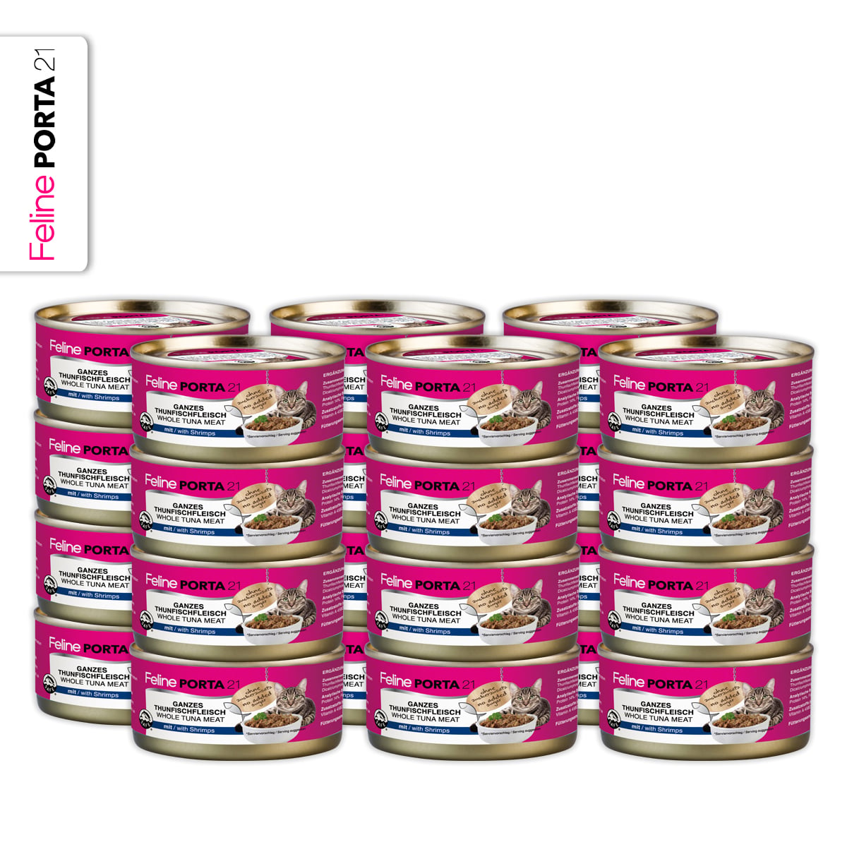 Feline Porta 21 - Kattefoder - 24x Feline Tun med rejer - 156 g - Total 3744 g