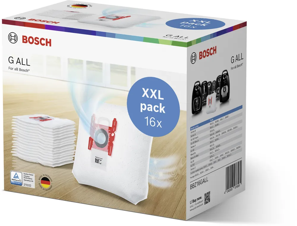 Bosch - BBZ16GALL - PowerProtect Støvsugerpose Type G ALL - 16 Poser