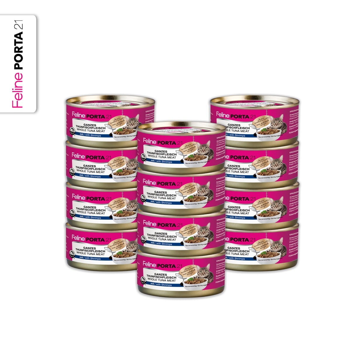 Feline Porta 21 - Kattefoder - 12x Feline Tun med rejer - 156 g - Totalt 1872 g