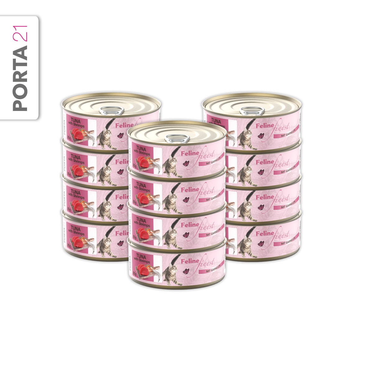 Porta21 - 12 x  Feline finest  Tun og rejer  - 85 g - Total 1020g