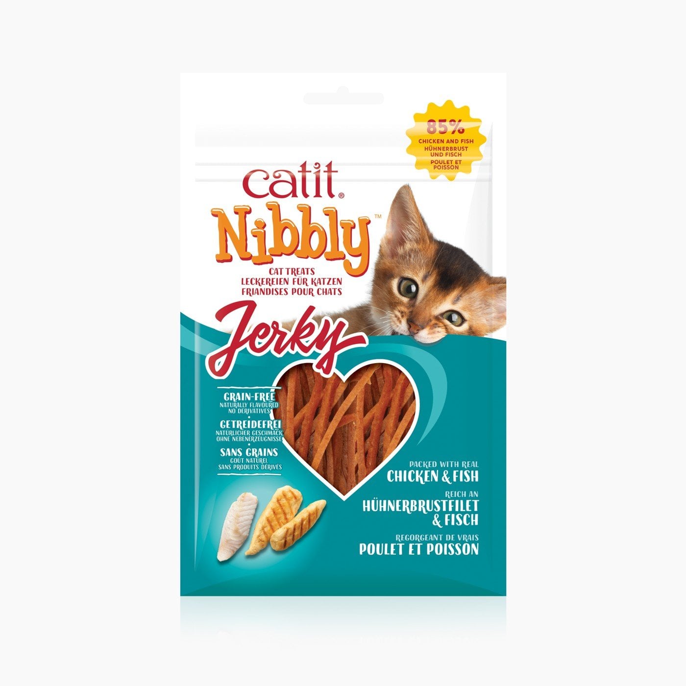 Catit - 6x Nibbly Jerky Treat til kat - Kylling og fisk - 30g