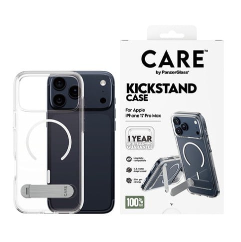CARE™ by PanzerGlass® Kickstand-skal transparent med MagSafe – iPhone 18 Pro Max - 17 Pro Max