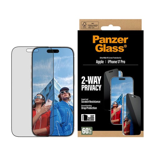 PanzerGlass - 2-Way Privacy Screen Protector - iPhone 17 Pro - UWF w. EasyAligner