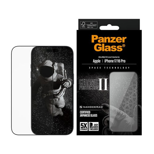 PanzerGlass - Ceramic II Screen Protector - iPhone 17/iPhone 16 Pro - UWF w. EasyAligner