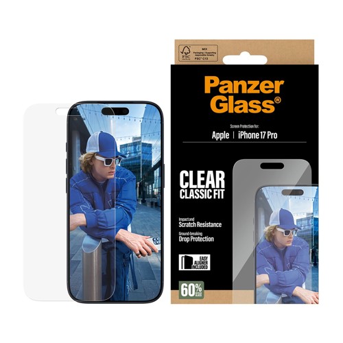 PanzerGlass - Skärmskydd iPhone 17 Pro / Classic Fit med EasyAligner