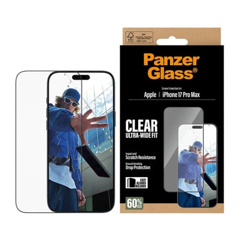 PanzerGlass® Skärmskydd iPhone 18 Pro Max - 17 Pro Max - Ultra-Wide Fit med EasyAligner