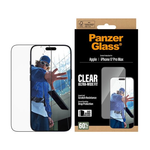 PanzerGlass - Skärmskydd - iPhone 17 Pro Max - Ultra-Wide Fit med EasyAligner
