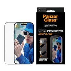 PanzerGlass - Displayschutz mit Schwarzem Rahmen - iPhone 17 Pro - Ultra-Wide Fit mit FastFit in-a-box