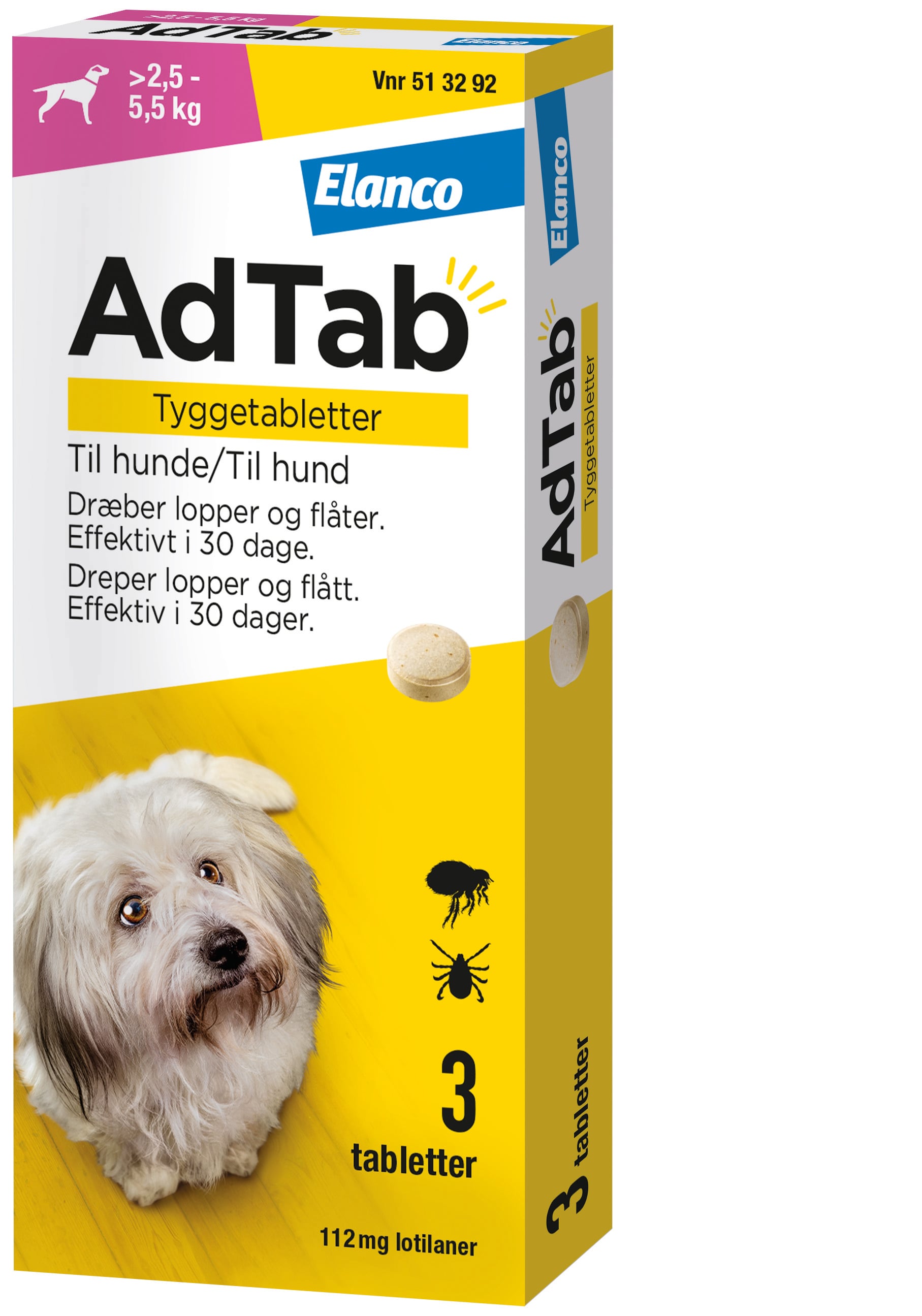 AdTab - Tyggetabletter til hunde >2.5-5.5 kg 112 mg