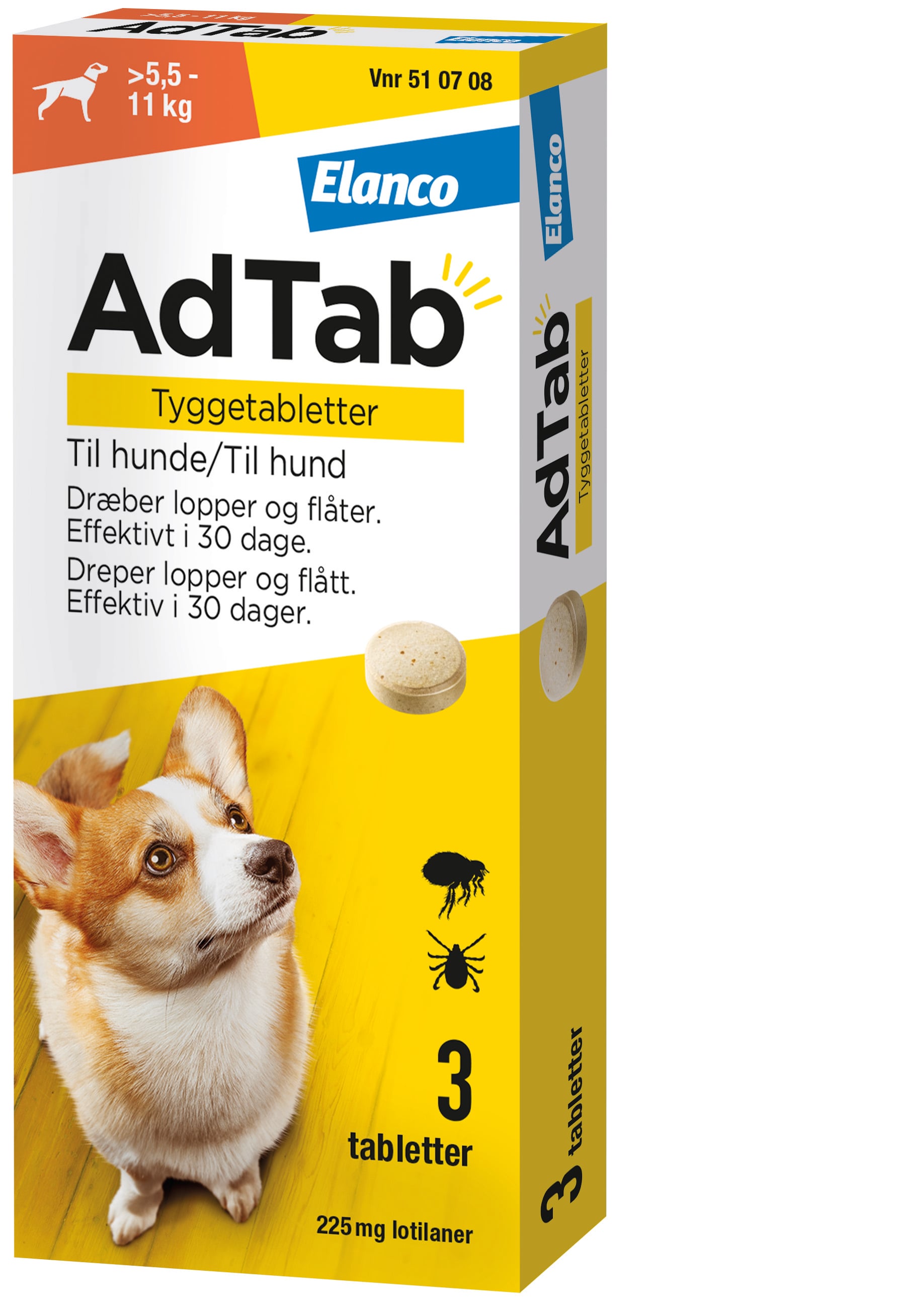 AdTab - Tyggetabletter til hunde >5.5-11 kg 225 mg