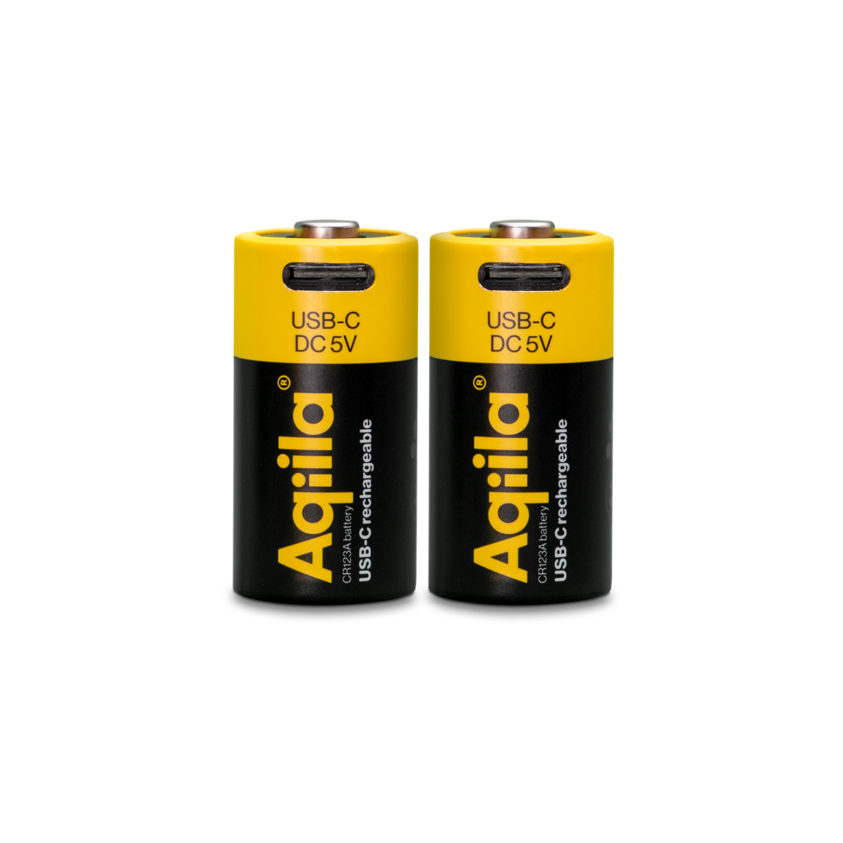 Aqiila - USB-C Genopladeligt Batteri - CR123A - 750 mAh - 2-pak