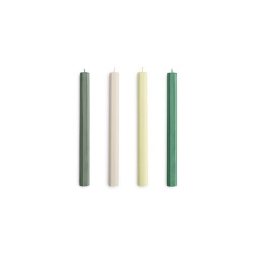 HAY - Hexagon Ljus - H24 cm - Grön & Vit - Set om 4