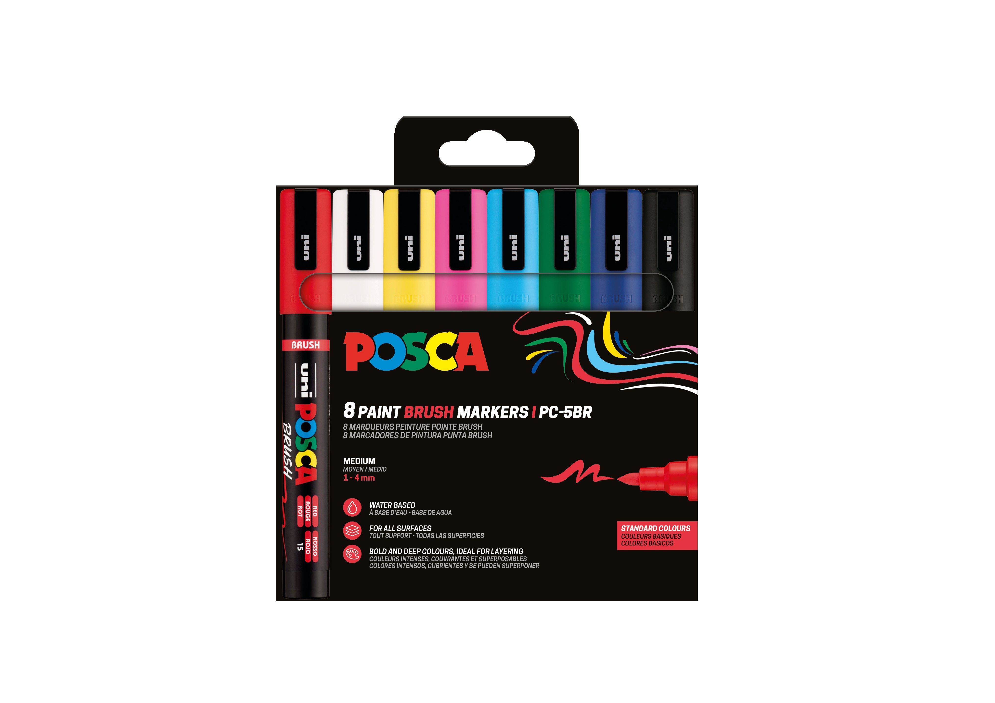 Posca - Brush PC-5BR sæt, 8 stk