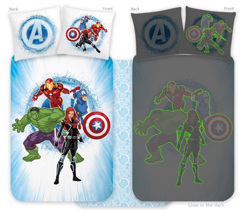 Sengetøj - Juniorstørrelse 100 x 140 cm - Avengers 91 Glow