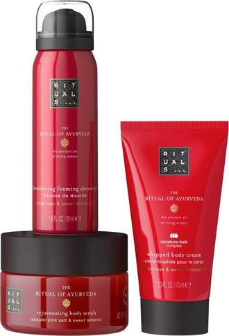 RITUALS - Ayurveda Set: Body Scrub 125g + Body Cream 70 ml + Foaming Showergel 50 ml - Giftset