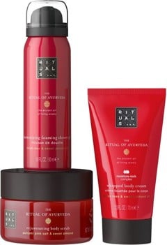RITUALS - Ayurveda Set: Body Scrub 125g + Body Cream 70 ml + Foaming Showergel 50 ml - Giftset