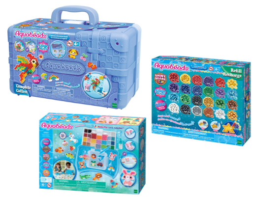 Aquabeads – Kreationsbox Deluxe + Kreativt Studio Starter Sæt + Pakke med Skinnende Perler