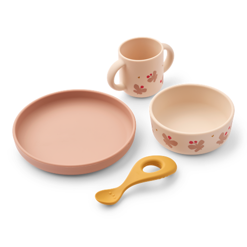 Liewood - Vivi Printed Tableware Set - Butterfly / Apple blossom - One size