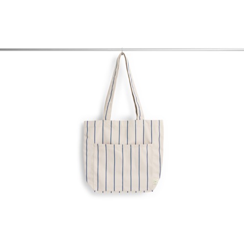 HAY - Outdoor Market Tote Bag - Medium - Beige med Blå Rand