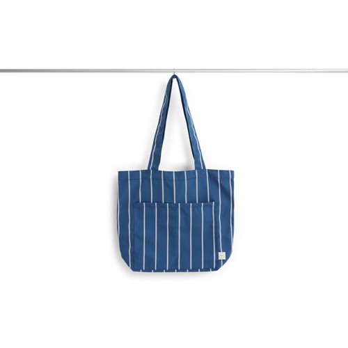 HAY - Outdoor Market Tote Bag - Medium - Blå med Beige Rand
