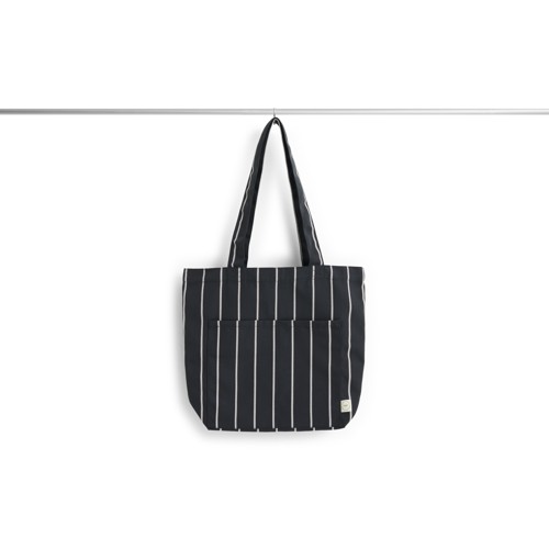 HAY - Outdoor Market Tote Bag - Medium - Svart med Beige Rand