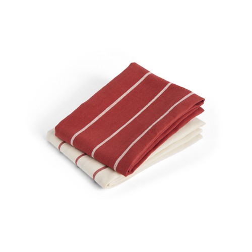 HAY – Outdoor Market Kökshandduk – 2-pack – Beige & Röda ränder