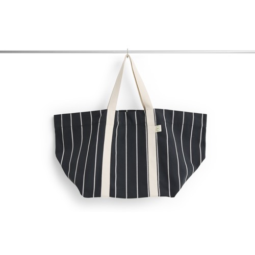 HAY - Outdoor Market Picnic Bag - Medium - Svart med Beige Rand