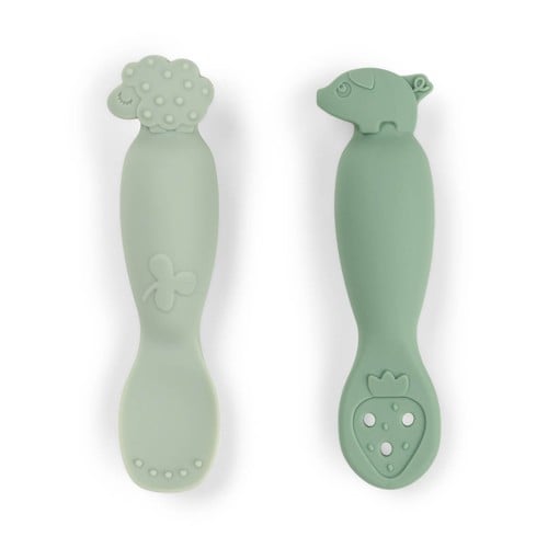 Done by Deer - Learning spoon set - Tiny farm Green - 10 x 2,7 x 2,5 cm