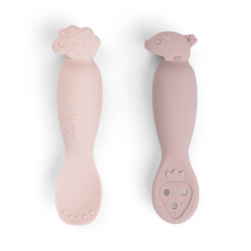 Done by Deer - Learning spoon set Tiny farm - Powder - 10 x 2,7 x 2,5 cm
