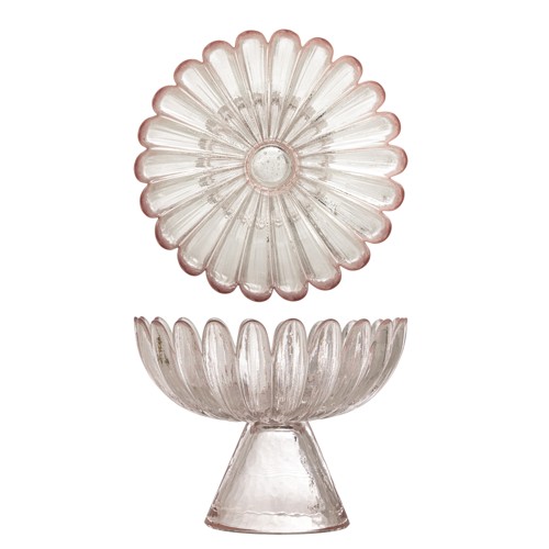 Bloomingville - Nalu Pedestal Bowl - Rose - Glass